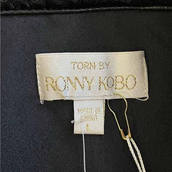 TORN By RONNY KOBO The Donnie Skirt Asymmetric Faux Leather Metallic Croc New - Picture 8 of 15